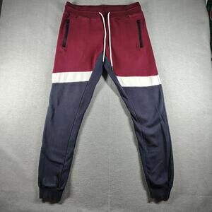 Jordan Craig Men Large Burgundy Colorblock Joggers Fleece Sweatpants Casual